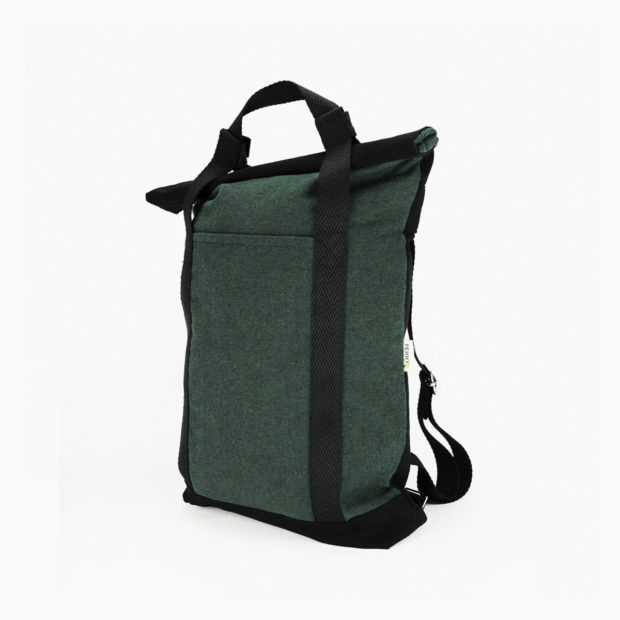 Convertible tote backpack dark green - black straps