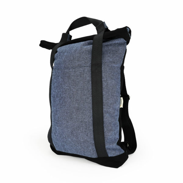 tote backpack indigo roll top