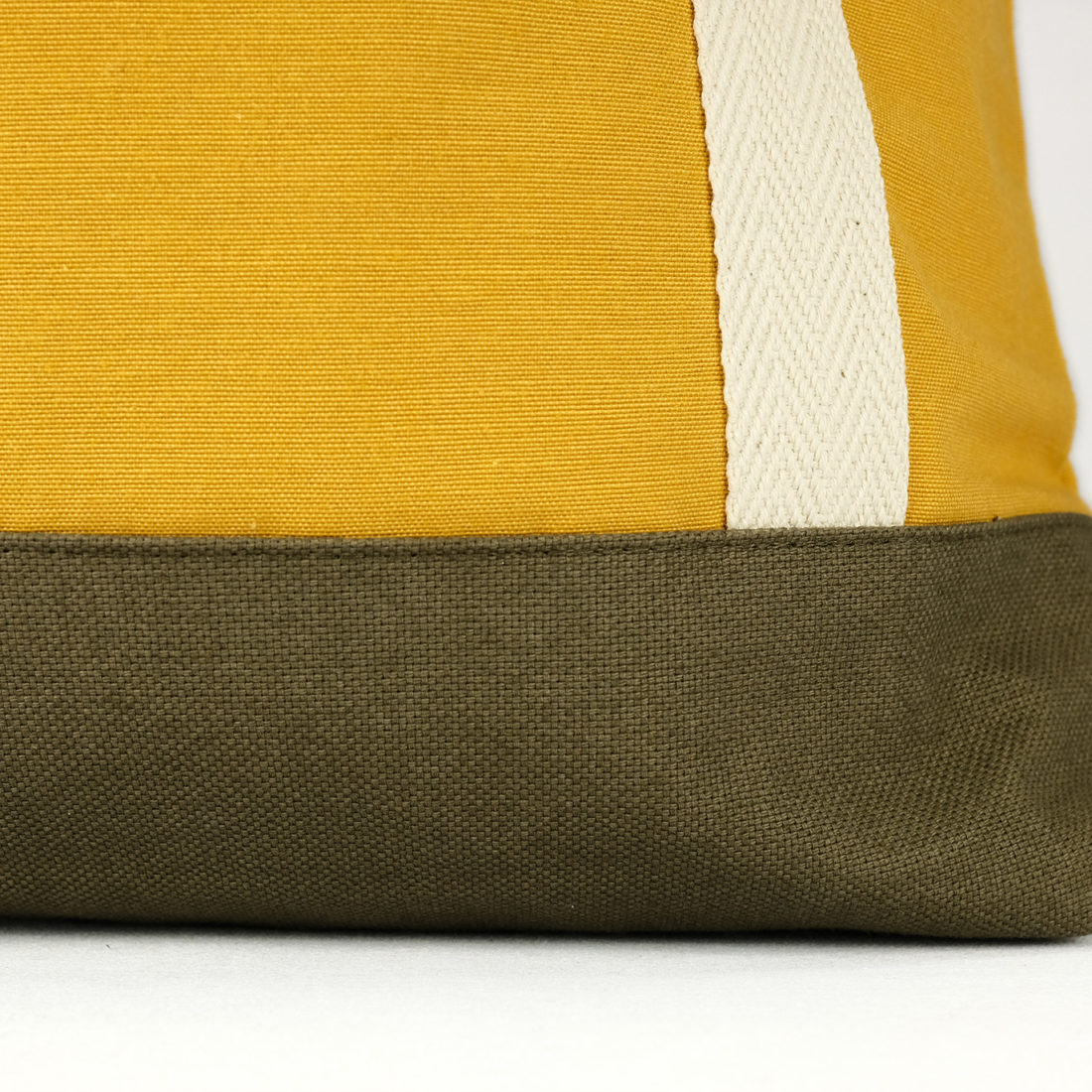 Roll top backpack yellow canvas with white straps PennyP