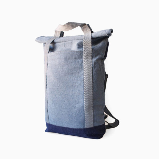 Convertible tote backpack light blue - white straps