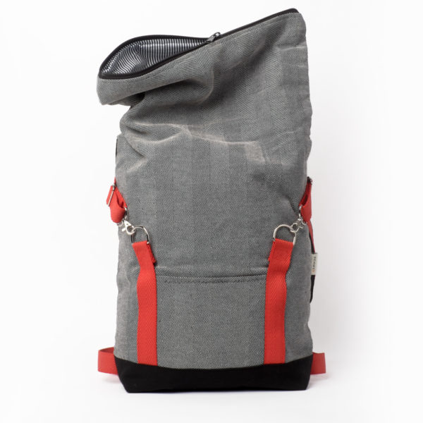 Roll top rucksack herringbone canvas