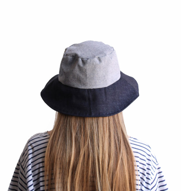 blue cotton bucket hat wide brim