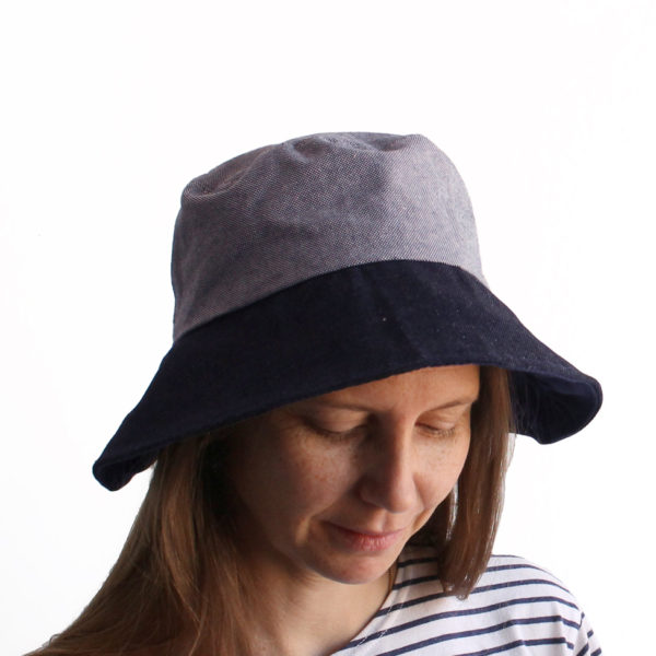 blue cotton bucket hat wide brim