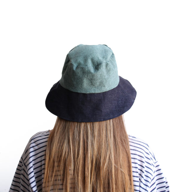 green blue cotton bucket hat wide brim