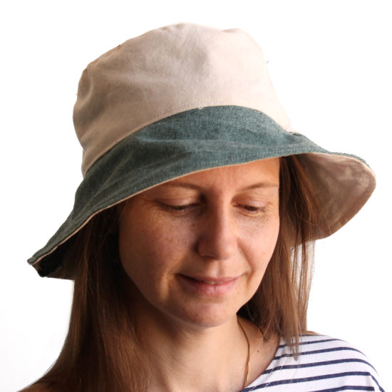 Bucket hat white green with wide brim | PennyP