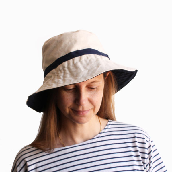 white cotton bucket hat wide brim