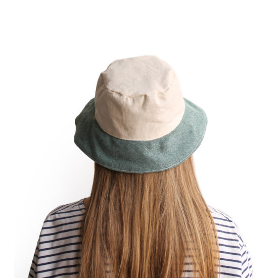 white green cotton bucket hat narrow brim