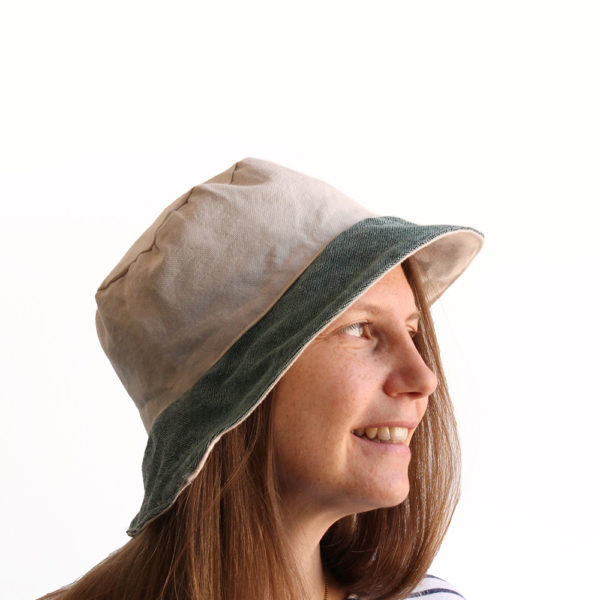 white green cotton bucket hat narrow brim