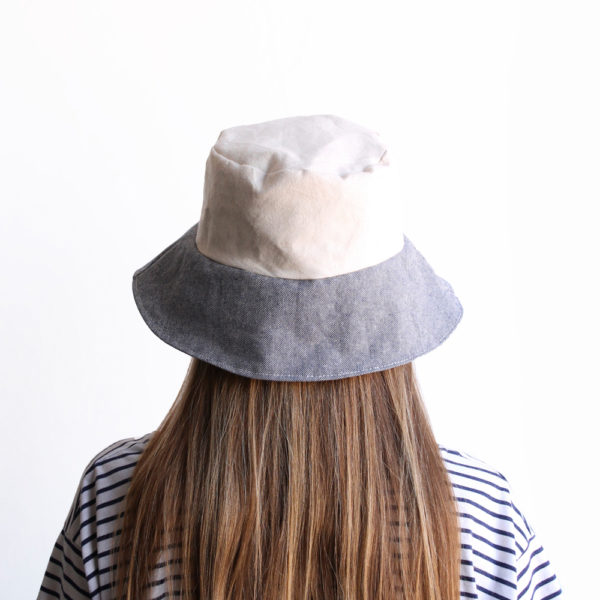 white blue bucket hat women