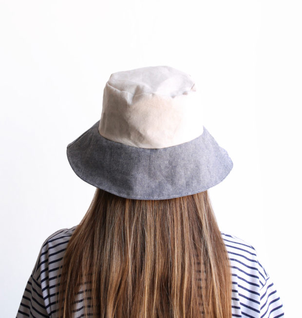 white blue bucket hat women