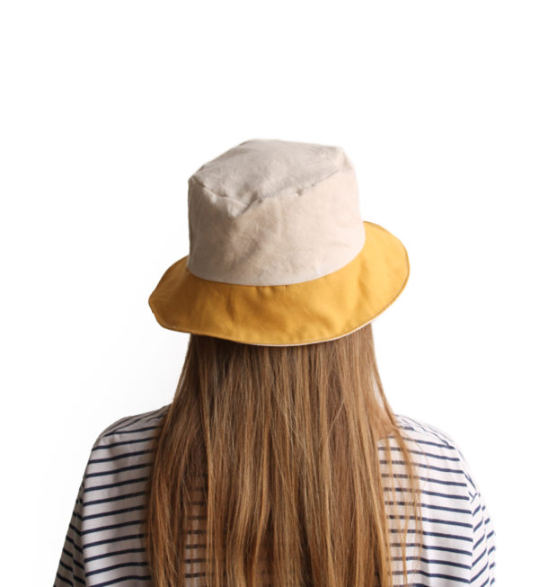 white yellow cotton bucket hat narrow brim