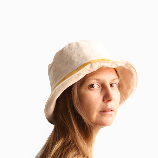 white yellow cotton bucket hat narrow brim