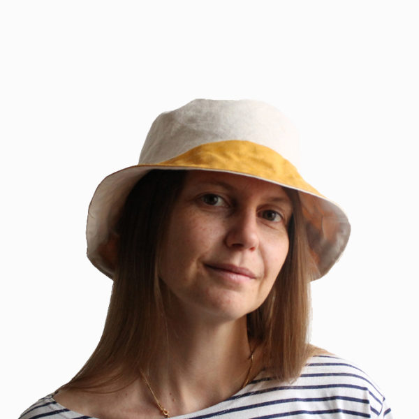 white yellow cotton bucket hat wide brim