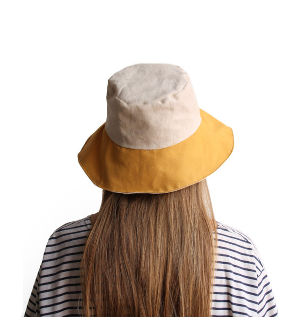white yellow cotton bucket hat wide brim