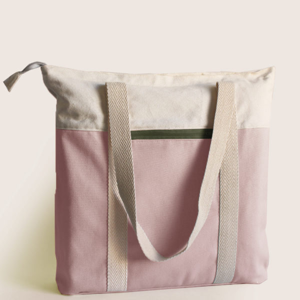 pink tote khaki recycled