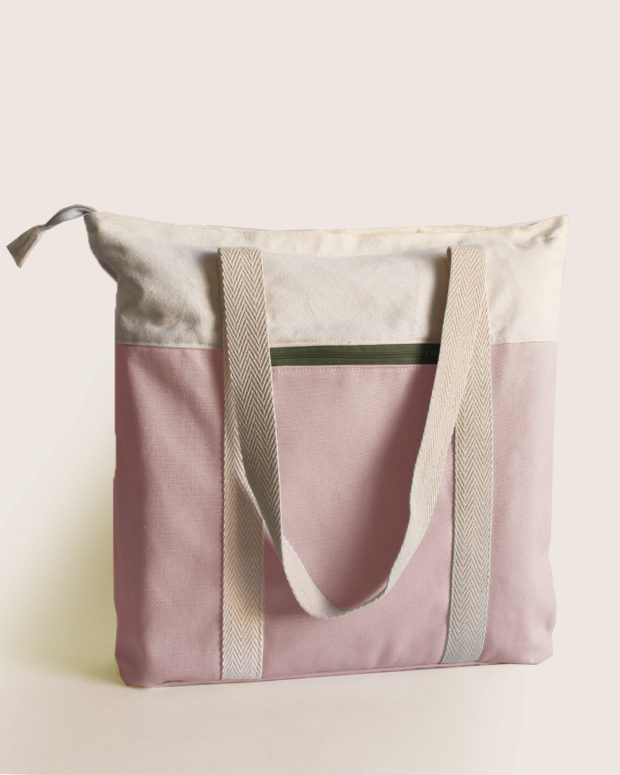 pink tote khaki recycled
