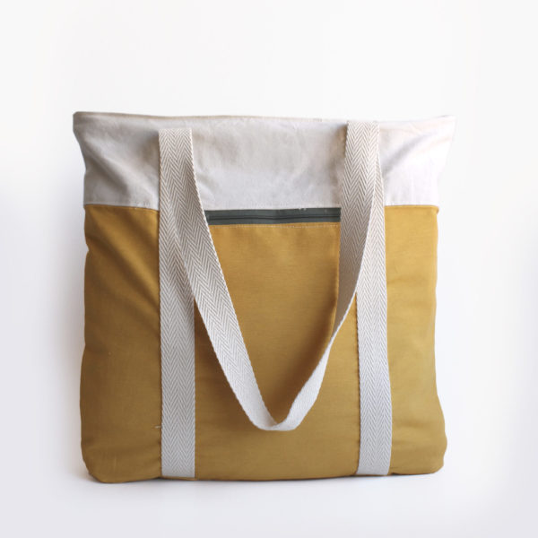 Yellow tote bag khaki