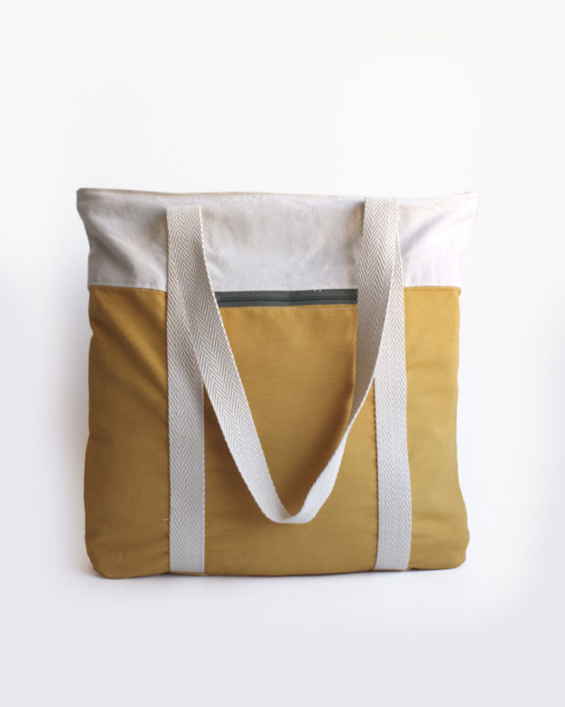Yellow tote bag khaki