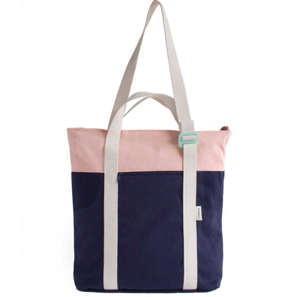 recycled convertible backpack blue pink