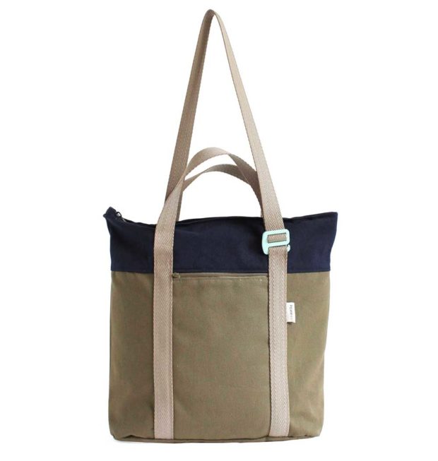 recycled convertible backpack khaki blue