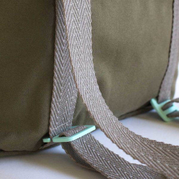 recycled convertible backpack khaki ecru