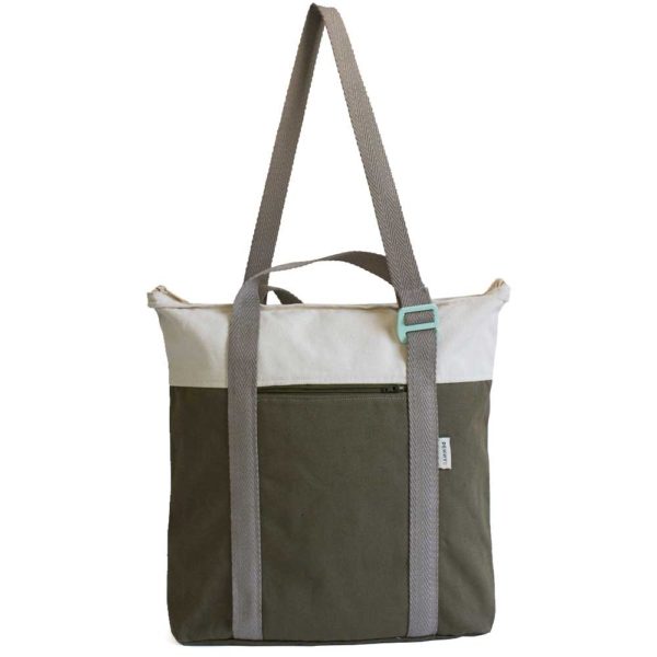 recycled convertible backpack khaki ecru