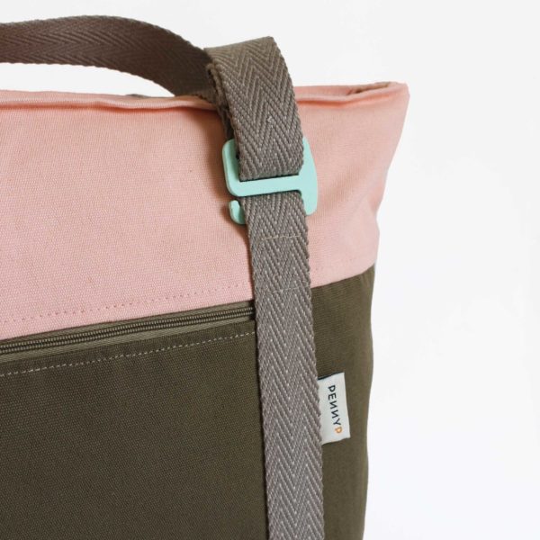 recycled convertible backpack khaki pink