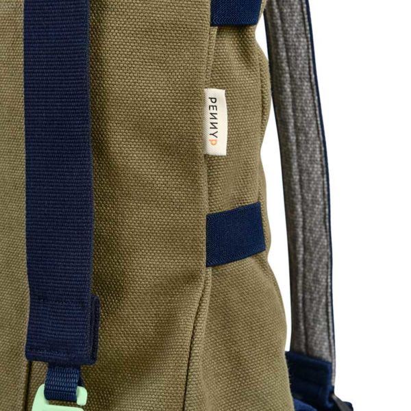 recycled roll top backpack khaki