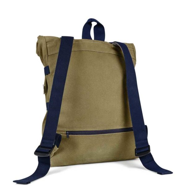 recycled roll top backpack khaki