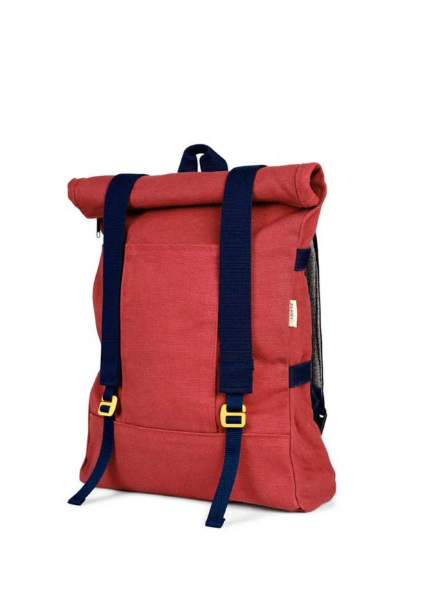 red recycled_roll_top_backpack